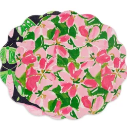 VIDA Butterflies & Flowers Reversible Round Placemats Set of 4 (Pink &