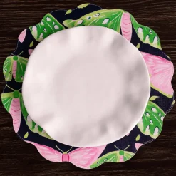 VIDA Butterflies & Flowers Reversible Round Placemats Set of 4 (Pink &
