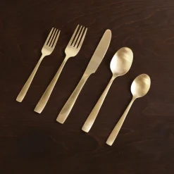 VIDA Charlotte Stainless Flatware Set of 5 (Full Brushed Champagne Gol