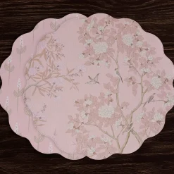 VIDA Chinoiserie Reversible Round Placemats Set of 4 Pink & White