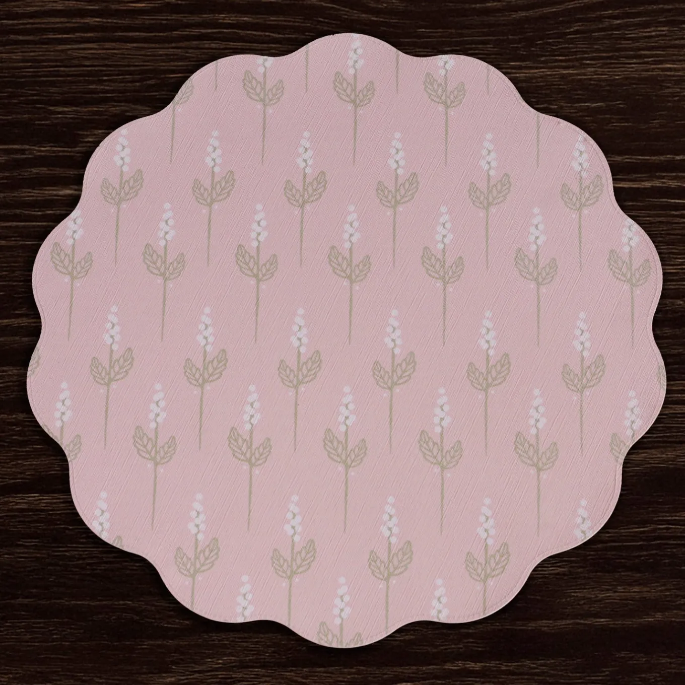 VIDA Chinoiserie Reversible Round Placemats Set of 4 Pink & White