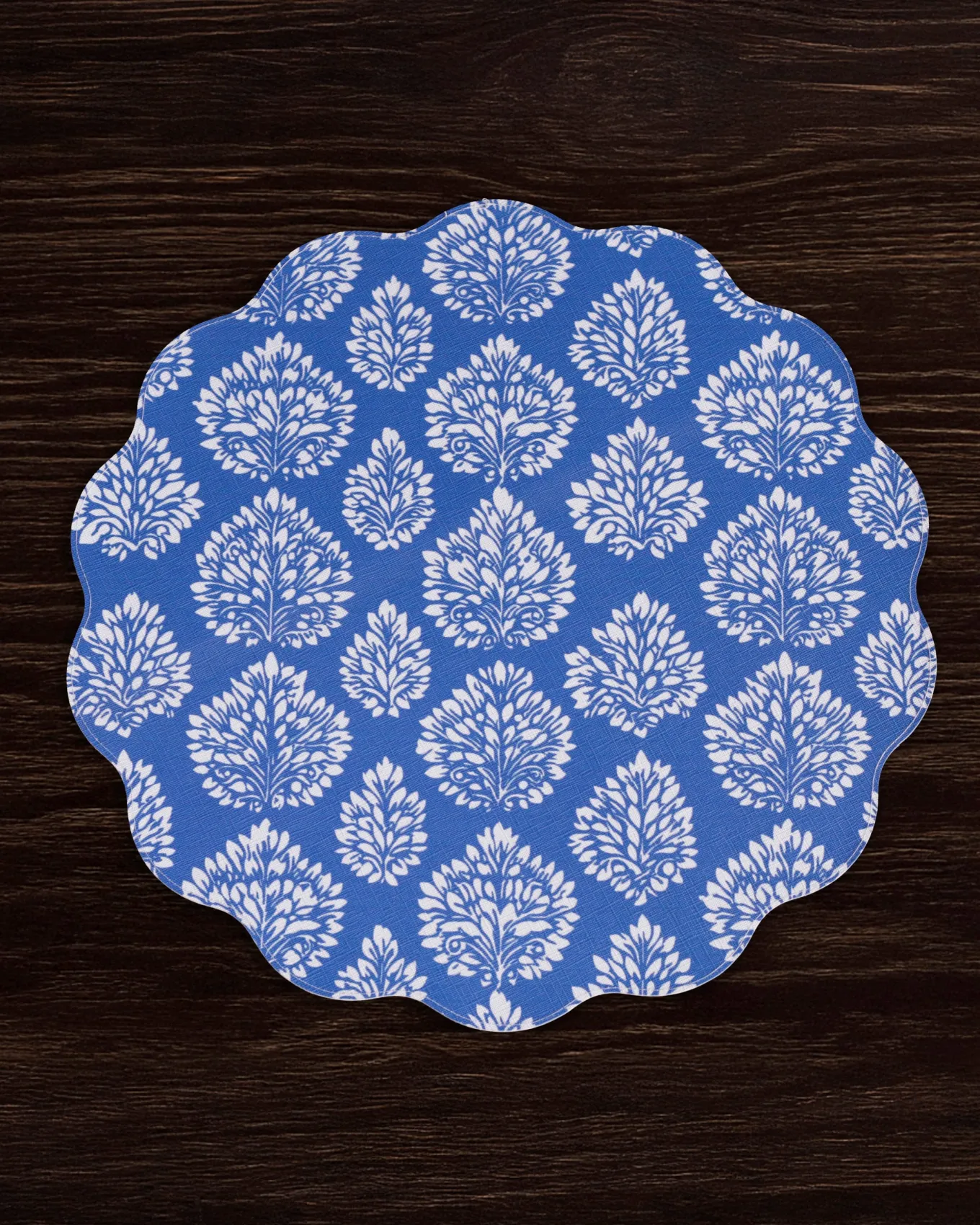 VIDA Chinoiserie Reversible Round Placemats Set of 4 Blue & White