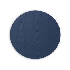VIDA Croc Reversible 15.5" Round Placemats Set of 4 (Blue and Taupe)