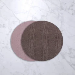 VIDA Croc Reversible 15.5" Round Placemats Set of 4 (Pink and Brown)