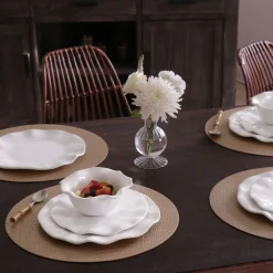 VIDA Croc Reversible 16" Round Placemats Set of 4 (Silver and Gold)