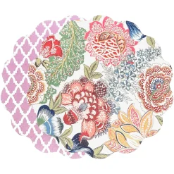 VIDA Eggplant and Pink Reversible Round Placemats Set of 4 Blue & Pink