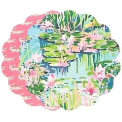 VIDA Everglades and Crocs Reversible Round Placemats Set of 4 Pink & G