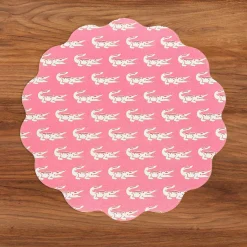 VIDA Everglades and Crocs Reversible Round Placemats Set of 4 Pink & G
