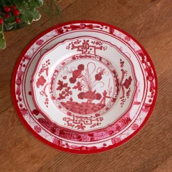 VIDA Faenza 11" Dinner Plate Set of 4 White and Red