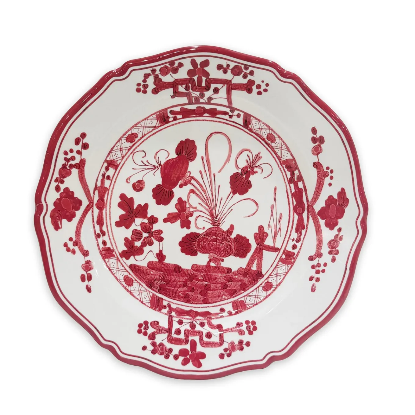 VIDA Faenza 11" Dinner Plate Set of 4 White and Red