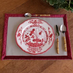 VIDA Faenza 9" Salad Plate Set of 4 White and Red