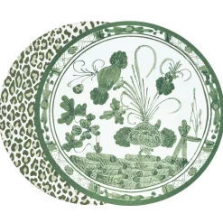 VIDA Faenza and Leopard Reversible Round Placemats Set of 4 White & Gr