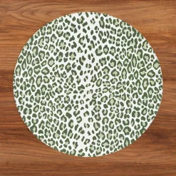 VIDA Faenza and Leopard Reversible Round Placemats Set of 4 White & Gr