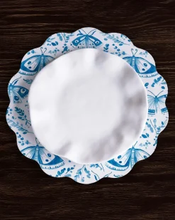 VIDA Ginger Jar & Butterflies Reversible Round Placemats Set of 4 Blue