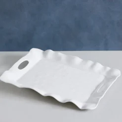 VIDA Havana Rectangular Tray with Handles (White)