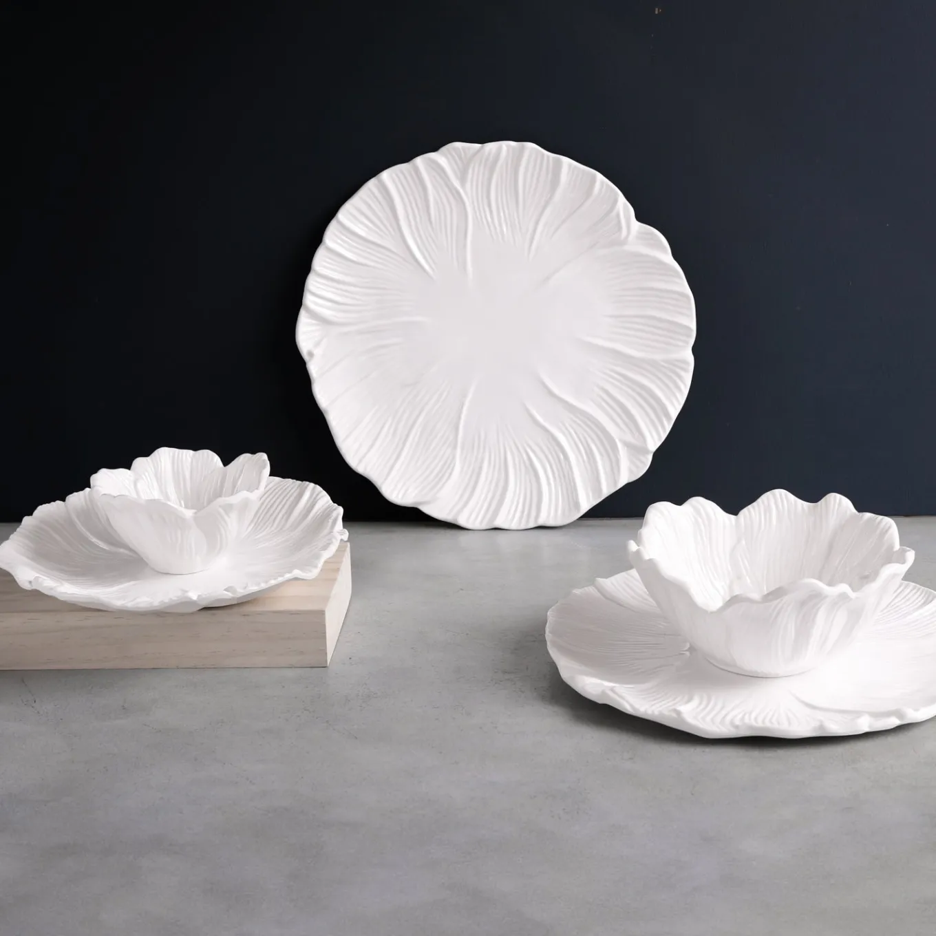 VIDA Lettuce 9" Salad Plate Set of 4 (White)