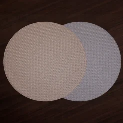 VIDA Metallic Snakeskin Reversible 15" Round Placemats Set of 4 (Silve