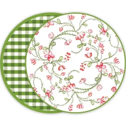 VIDA Norelle Reversible 15.5" Round Placemats Set of 4 (Green Gingham)