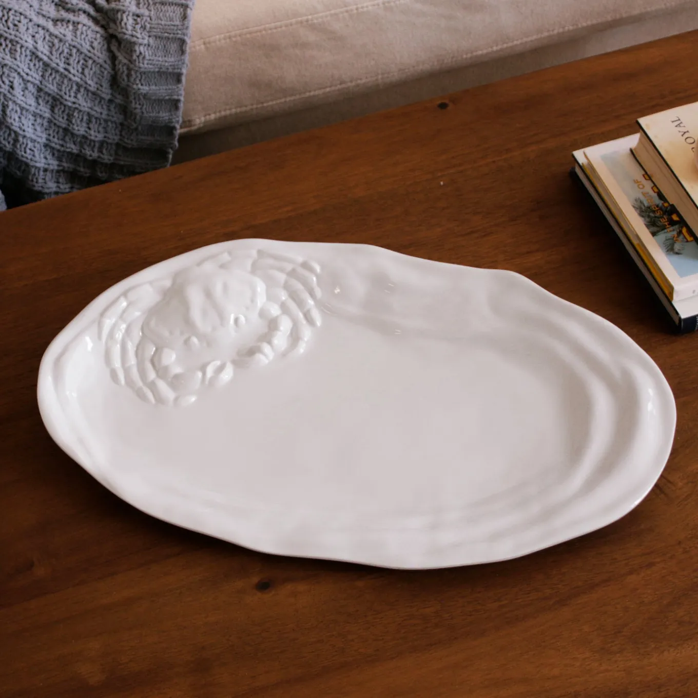 VIDA Ocean Large Oval Crab Platter (White)
