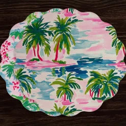 VIDA Palm Trees Reversible Round Placemats Set of 4 (Multi)