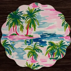 VIDA Palm Trees Reversible Round Placemats Set of 4 (Multi)