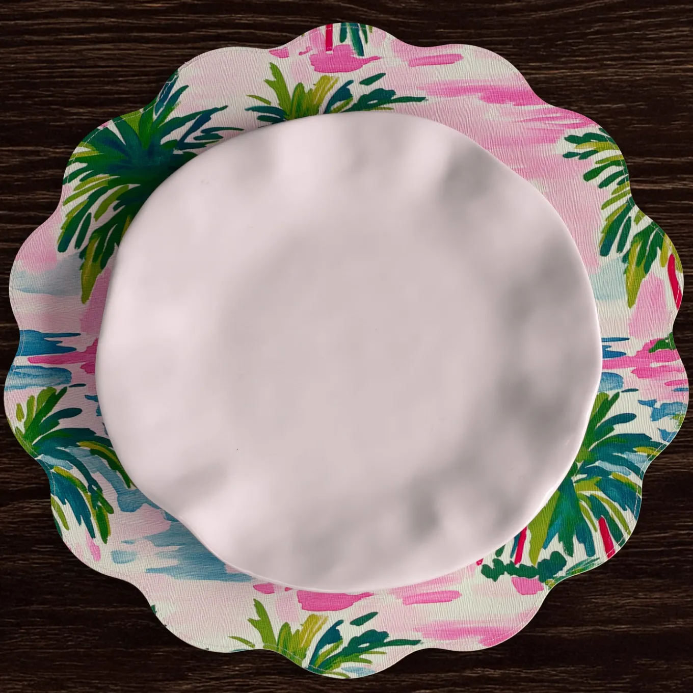 VIDA Palm Trees Reversible Round Placemats Set of 4 (Multi)