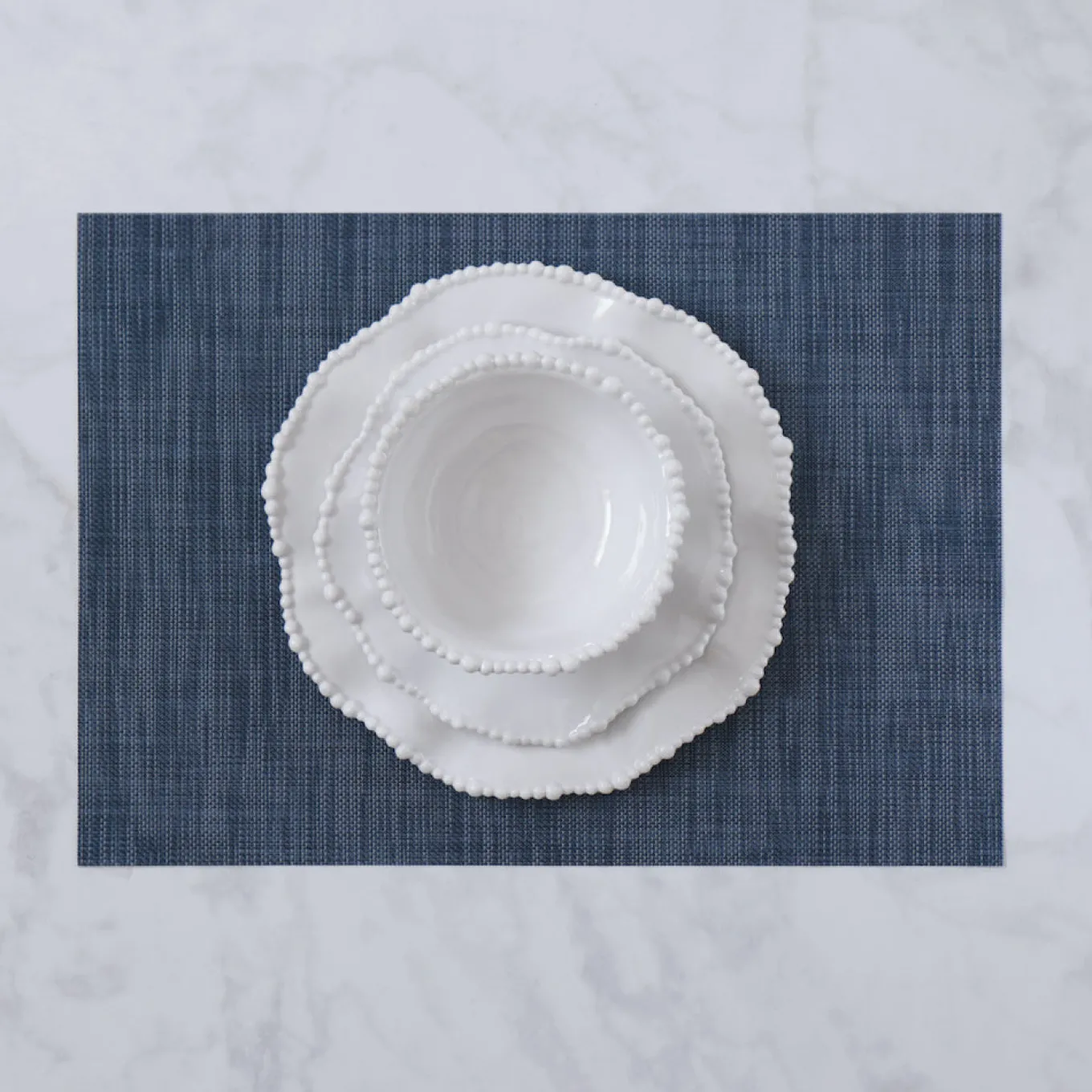 VIDA Rectangular Woven Placemats Set of 4 (Navy)