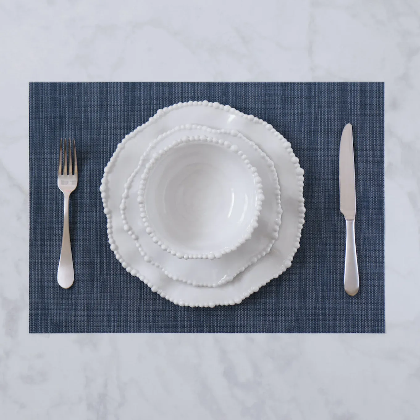 VIDA Rectangular Woven Placemats Set of 4 (Navy)