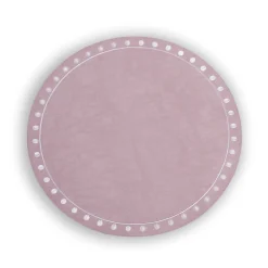 VIDA Round Embroidered Dots 15.5" Round Placemats Set of 4 (Pink and W