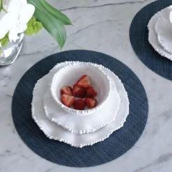 VIDA Round Woven Placemats Set of 4 (Navy)