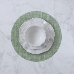 VIDA Round Woven Placemats Set of 4 (Green)