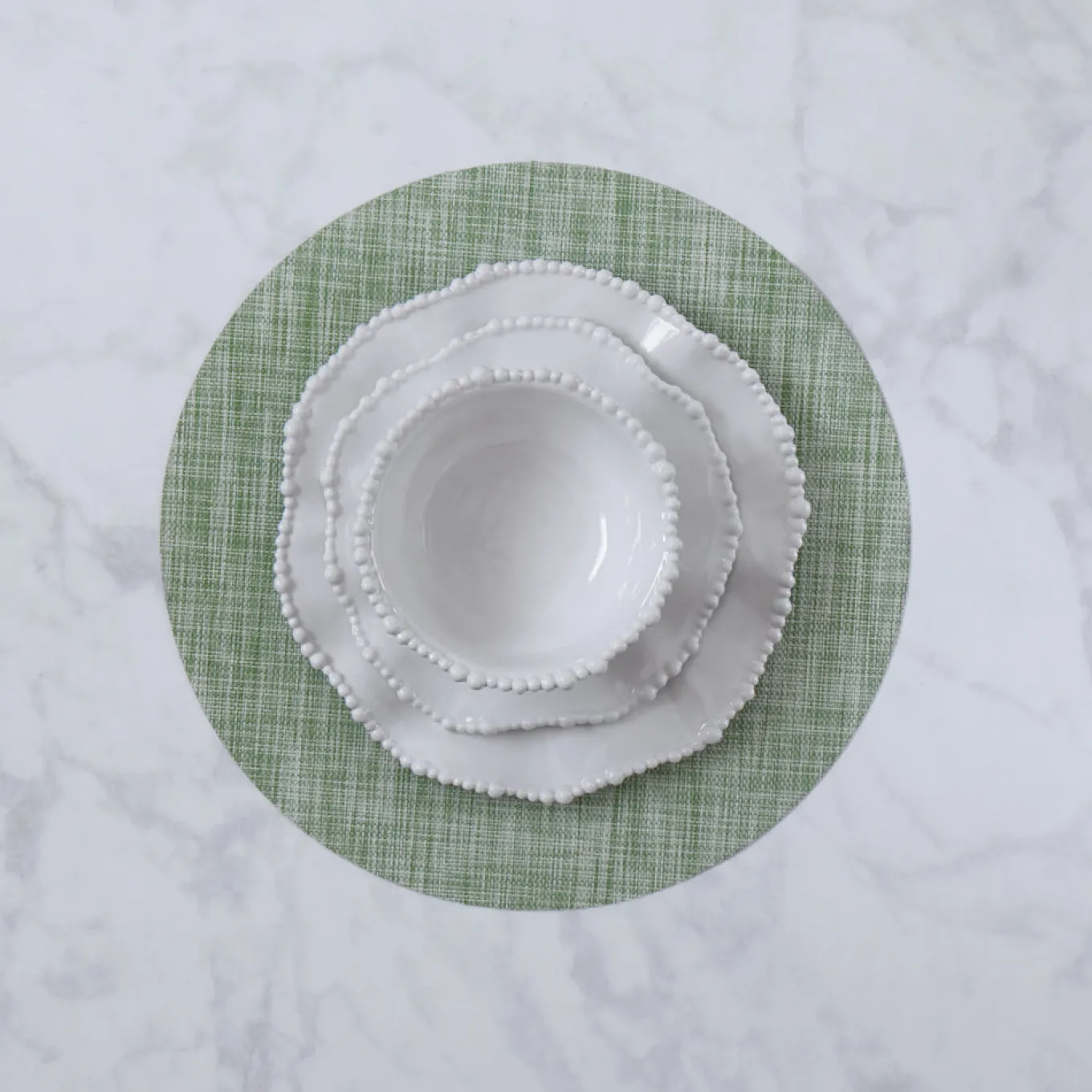 VIDA Round Woven Placemats Set of 4 (Green)