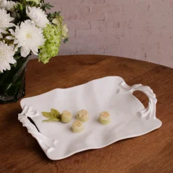 VIDA Sasha Rectangular Tray with Handles White