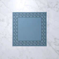 VIDA Square Embroidered 15" Square Placemats Set of 4 (Blue)