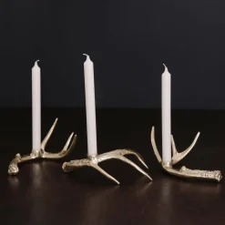 WESTERN Sierra Modern Antler Candlestick Gold Set of 3 (Gold)